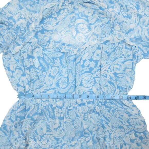 By Anthropologie Long-Sleeve Backless Sheer Ruffle Mini Dress Medium - Picture 7 of 9